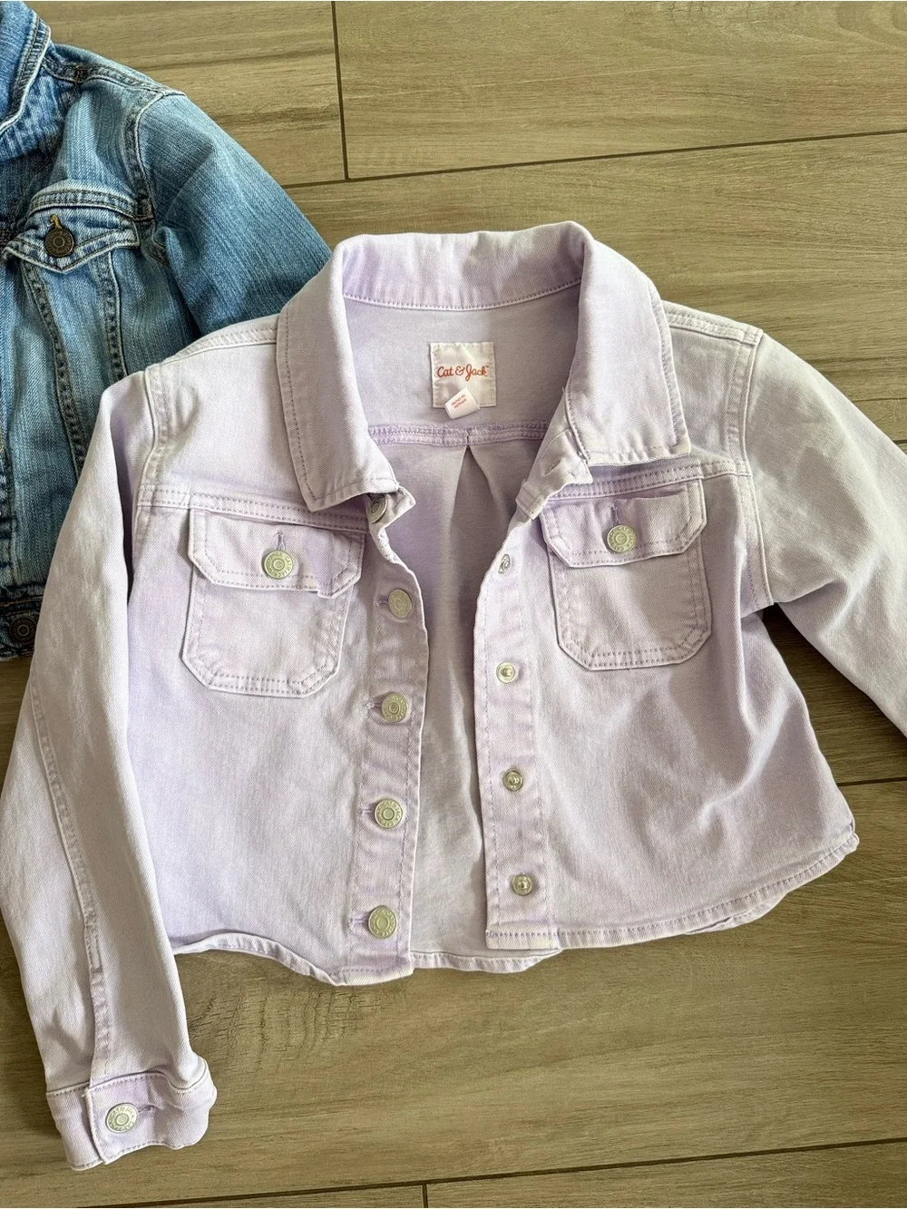 Girls Light Wash Denim Jacket & Lilac Denim Jacket Duo